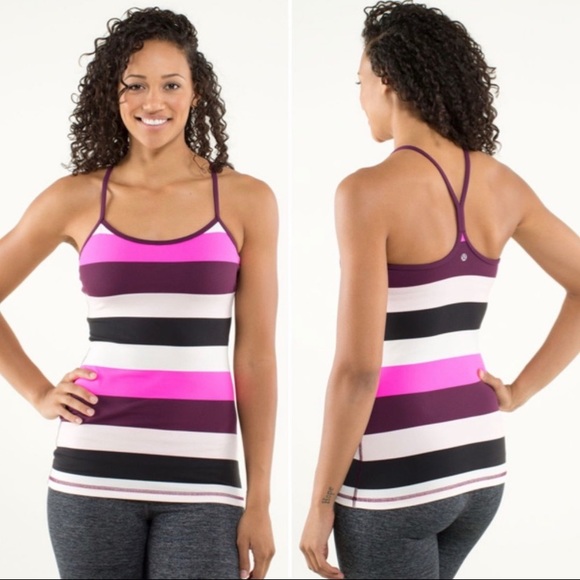 lululemon athletica Tops - Lululemon Striped Power Y Tank Built in Bra